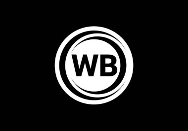 İlk Monogram Harf W B Logo Tasarım Vektör Şablonu. WB Harf Logo Tasarımı