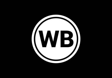 İlk Monogram Harf W B Logo Tasarım Vektör Şablonu. WB Harf Logo Tasarımı
