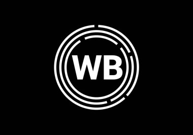 İlk Monogram Harf W B Logo Tasarım Vektör Şablonu. WB Harf Logo Tasarımı