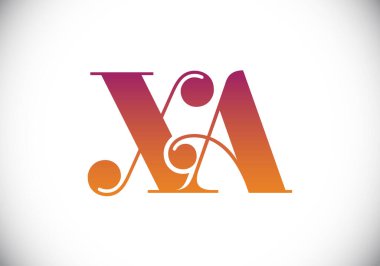 İlk Monogram Harf X A Logo Tasarım Vektör Şablonu. X A Harfi Logo Tasarımı