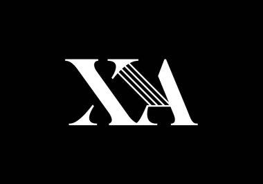 İlk Monogram Harf X A Logo Tasarım Vektör Şablonu. X A Harfi Logo Tasarımı