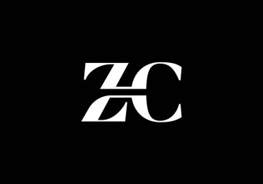 Baş Monogram Harf Z C Logo Tasarım Vektör Şablonu. Z C Harfi Logo Tasarımı