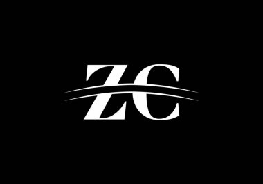 Baş Monogram Harf Z C Logo Tasarım Vektör Şablonu. Z C Harfi Logo Tasarımı