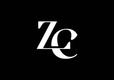 Baş Monogram Harf Z C Logo Tasarım Vektör Şablonu. Z C Harfi Logo Tasarımı