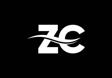 Baş Monogram Harf Z C Logo Tasarım Vektör Şablonu. Z C Harfi Logo Tasarımı