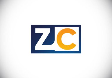 Baş Monogram Harf Z C Logo Tasarım Vektör Şablonu. Z C Harfi Logo Tasarımı