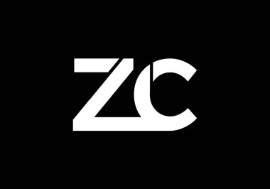 Baş Monogram Harf Z C Logo Tasarım Vektör Şablonu. Z C Harfi Logo Tasarımı