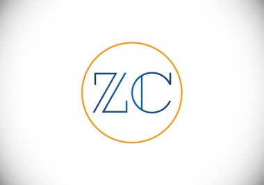 Baş Monogram Harf Z C Logo Tasarım Vektör Şablonu. Z C Harfi Logo Tasarımı