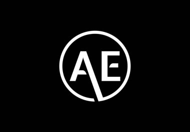 İlk Monogram Harf A E Logo Tasarım Vektör Şablonu. Bir E Harfi Logo Tasarımı