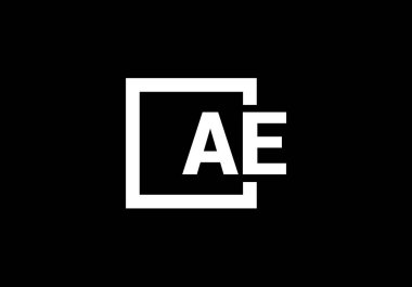 İlk Monogram Harf A E Logo Tasarım Vektör Şablonu. Bir E Harfi Logo Tasarımı