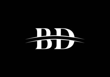 İlk Monogram Harf B D Logo Tasarım Vektör Şablonu. B D Harf Logo Tasarımı