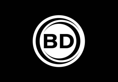İlk Monogram Harf B D Logo Tasarım Vektör Şablonu. B D Harf Logo Tasarımı