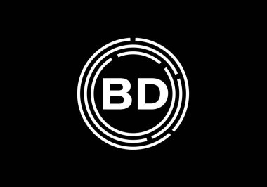 İlk Monogram Harf B D Logo Tasarım Vektör Şablonu. B D Harf Logo Tasarımı
