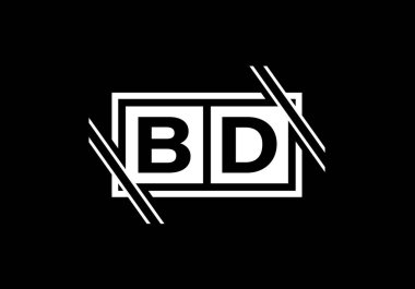 İlk Monogram Harf B D Logo Tasarım Vektör Şablonu. B D Harf Logo Tasarımı