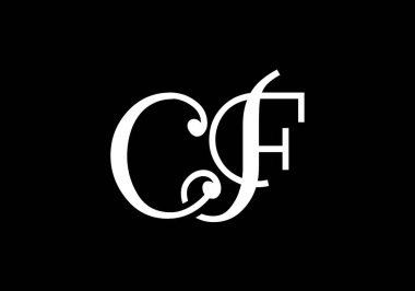 İlk Monogram C F Logo Tasarım Vektör Şablonu. C F Harfi Logo Tasarımı