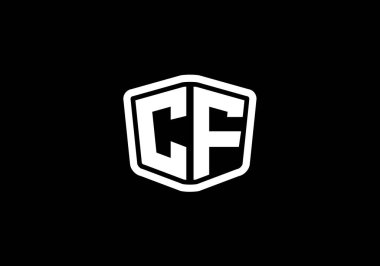 İlk Monogram C F Logo Tasarım Vektör Şablonu. C F Harfi Logo Tasarımı