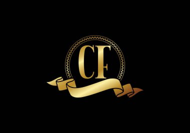 İlk Monogram C F Logo Tasarım Vektör Şablonu. C F Harfi Logo Tasarımı