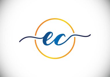 İlk Monogram E C Logo Tasarım Vektör Şablonu. E C Harfi Logo Tasarımı