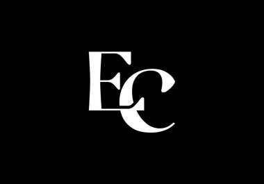 İlk Monogram E C Logo Tasarım Vektör Şablonu. E C Harfi Logo Tasarımı