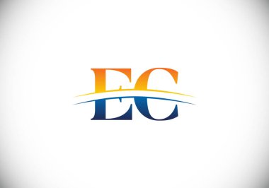 İlk Monogram E C Logo Tasarım Vektör Şablonu. E C Harfi Logo Tasarımı