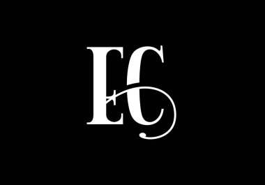 İlk Monogram E C Logo Tasarım Vektör Şablonu. E C Harfi Logo Tasarımı