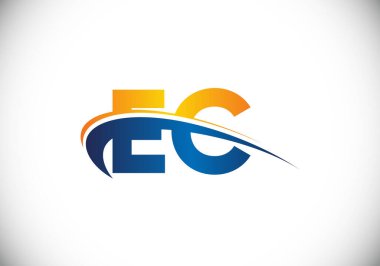 İlk Monogram E C Logo Tasarım Vektör Şablonu. E C Harfi Logo Tasarımı