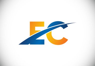 İlk Monogram E C Logo Tasarım Vektör Şablonu. E C Harfi Logo Tasarımı