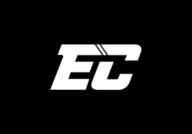 İlk Monogram E C Logo Tasarım Vektör Şablonu. E C Harfi Logo Tasarımı
