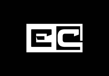 İlk Monogram E C Logo Tasarım Vektör Şablonu. E C Harfi Logo Tasarımı