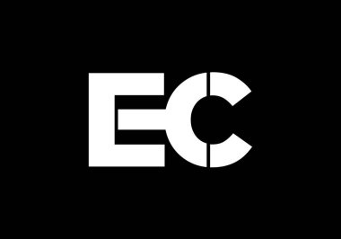 İlk Monogram E C Logo Tasarım Vektör Şablonu. E C Harfi Logo Tasarımı