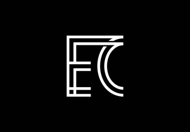 İlk Monogram E C Logo Tasarım Vektör Şablonu. E C Harfi Logo Tasarımı