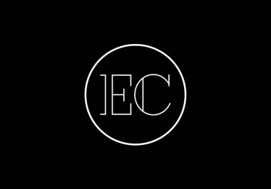 İlk Monogram E C Logo Tasarım Vektör Şablonu. E C Harfi Logo Tasarımı