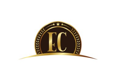 İlk Monogram E C Logo Tasarım Vektör Şablonu. E C Harfi Logo Tasarımı