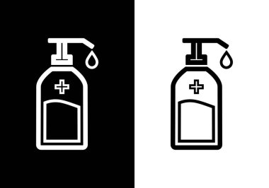 Tıbbi uygulamalar ve web siteleri için dezenfektan şişesi düz vektör simgesi