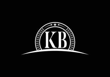 İlk Monogram Harf K B Logo Tasarım Vektör Şablonu. K B Harfi Logo Tasarımı