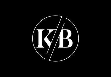 İlk Monogram Harf K B Logo Tasarım Vektör Şablonu. K B Harfi Logo Tasarımı