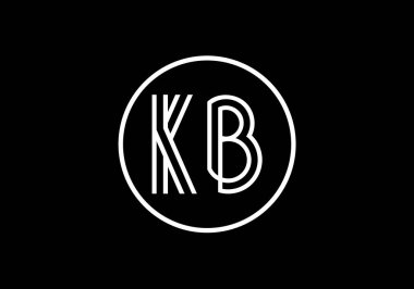 İlk Monogram Harf K B Logo Tasarım Vektör Şablonu. K B Harfi Logo Tasarımı