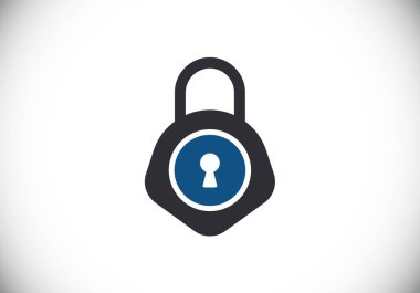 Kilit simgesi. Mobil ve web için güvenlik logosu. Logo işaret sembolü illüstrasyonunu kilitle