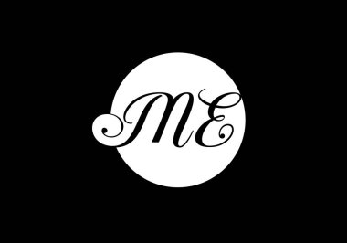M E harfi işaret sembolü. Baş harf M E Logo Tasarım Vektör Şablonu. Monogram logosu