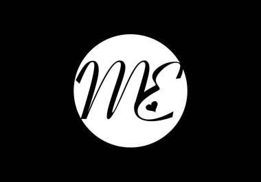 M E harfi işaret sembolü. Baş harf M E Logo Tasarım Vektör Şablonu. Monogram logosu