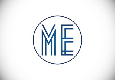M E harfi işaret sembolü. Baş harf M E Logo Tasarım Vektör Şablonu. Monogram logosu