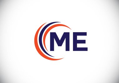 M E harfi işaret sembolü. Baş harf M E Logo Tasarım Vektör Şablonu. Monogram logosu