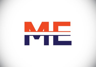 M E harfi işaret sembolü. Baş harf M E Logo Tasarım Vektör Şablonu. Monogram logosu
