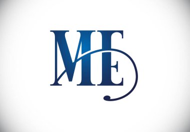 M E harfi işaret sembolü. Baş harf M E Logo Tasarım Vektör Şablonu. Monogram logosu