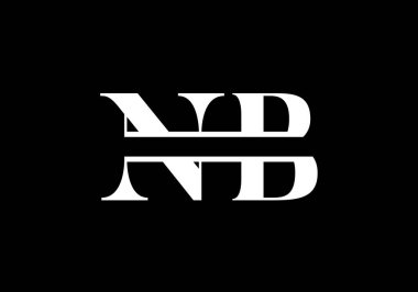 Baş Monogram Harf N B Logo Tasarım Vektör Şablonu. N B Harfi Logo Tasarımı
