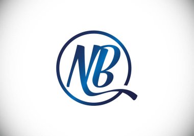 Baş Monogram Harf N B Logo Tasarım Vektör Şablonu. N B Harfi Logo Tasarımı