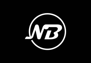 Baş Monogram Harf N B Logo Tasarım Vektör Şablonu. N B Harfi Logo Tasarımı