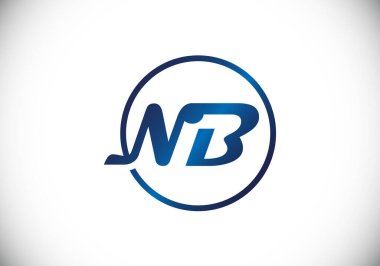 Baş Monogram Harf N B Logo Tasarım Vektör Şablonu. N B Harfi Logo Tasarımı