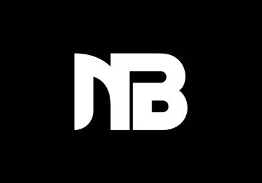 Baş Monogram Harf N B Logo Tasarım Vektör Şablonu. N B Harfi Logo Tasarımı