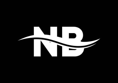 Baş Monogram Harf N B Logo Tasarım Vektör Şablonu. N B Harfi Logo Tasarımı